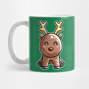 Kawaii Cute Red Nosed Reindeer Mug